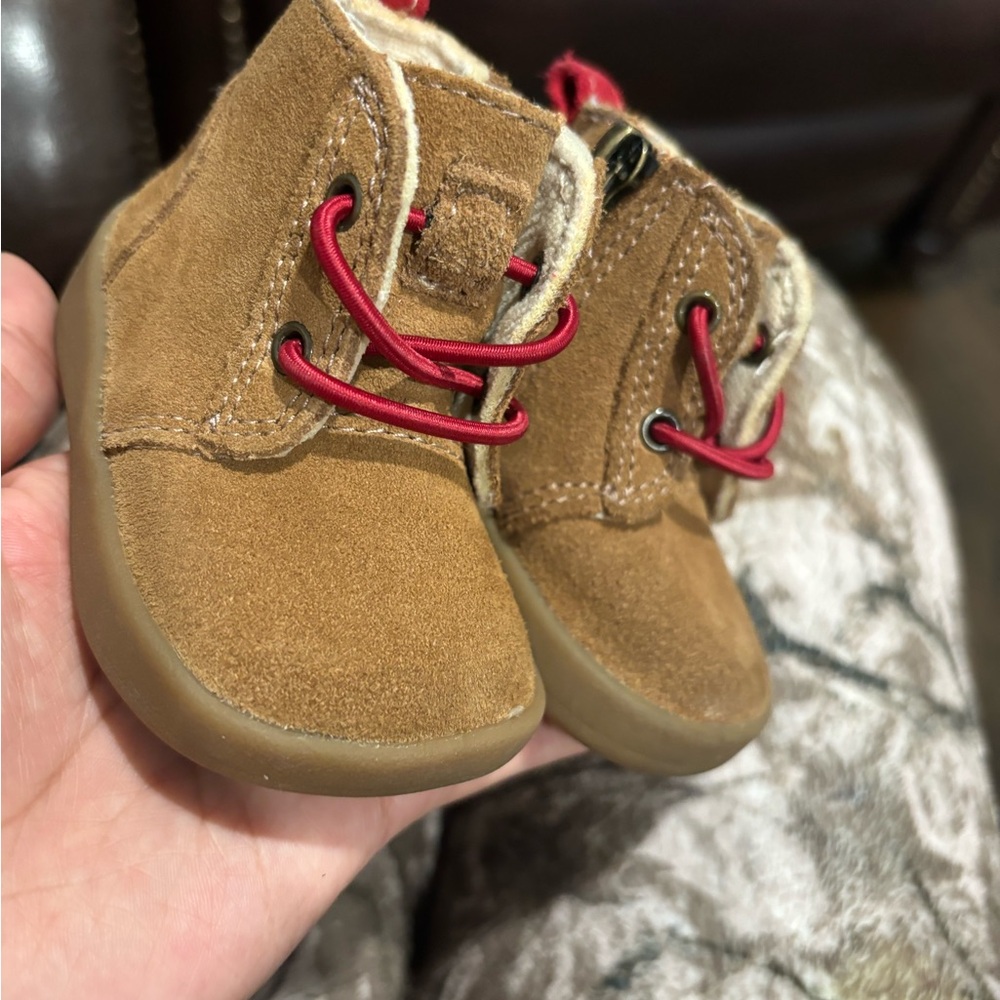 UGG Tan Kids Boots with Red Laces